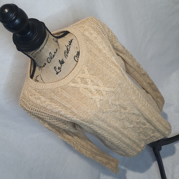 Old Navy Women's Knit Wool Sweater Medium Beige - Picture 4 of 7